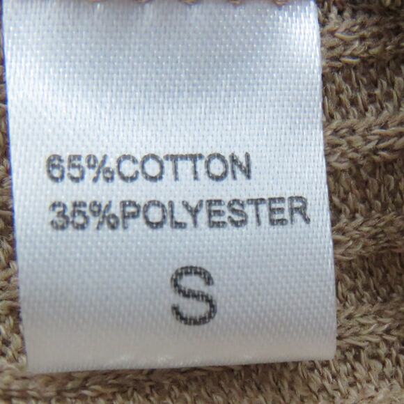 SHEIN Tan Ribbed Knit Key Hole Mock Neck Long Sleeve Crop Top Small - Picture 3 of 5